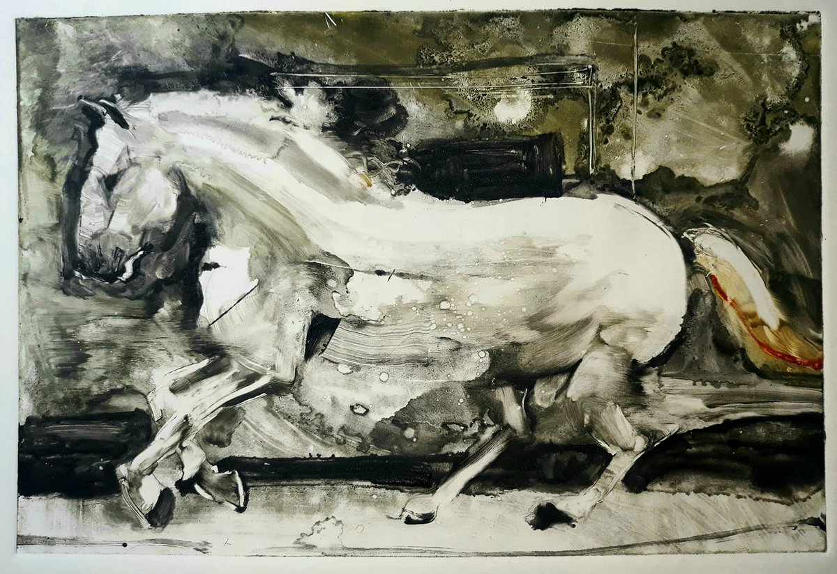 TommyBennett's tweet photo. Horse monotypes:
Lusitano, 12" x 18" #monotype #printmaking #horse #art #horseart #brooklynprintmaker #uniqueprint #portuguesehorse
Available for purchase https://t.co/Uj6BR7aT7Z