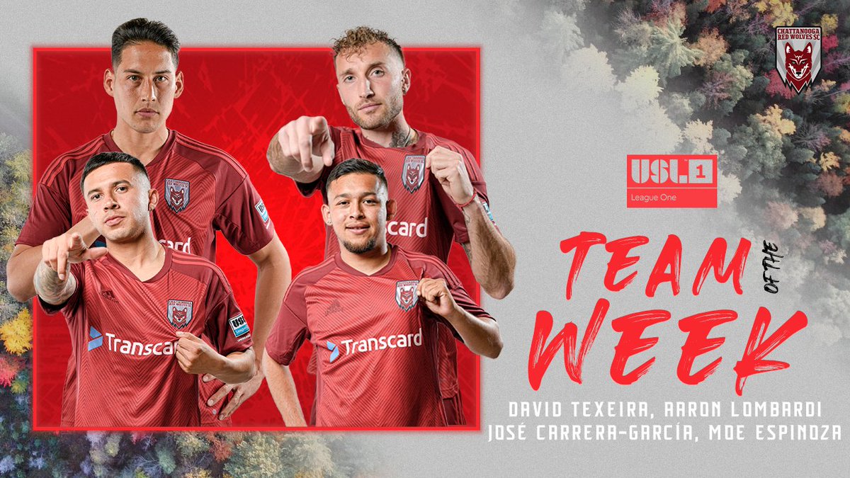 ChattRedWolves's tweet photo. Four goals over the weekend, four Red Wolves on Team of the Week!!! What a performance from the whole squad 👏
#SeguimosTrabajando #DaleTexeira #DaleCapi #DaleMoe #DaleLomba https://t.co/niFFgYD2SH