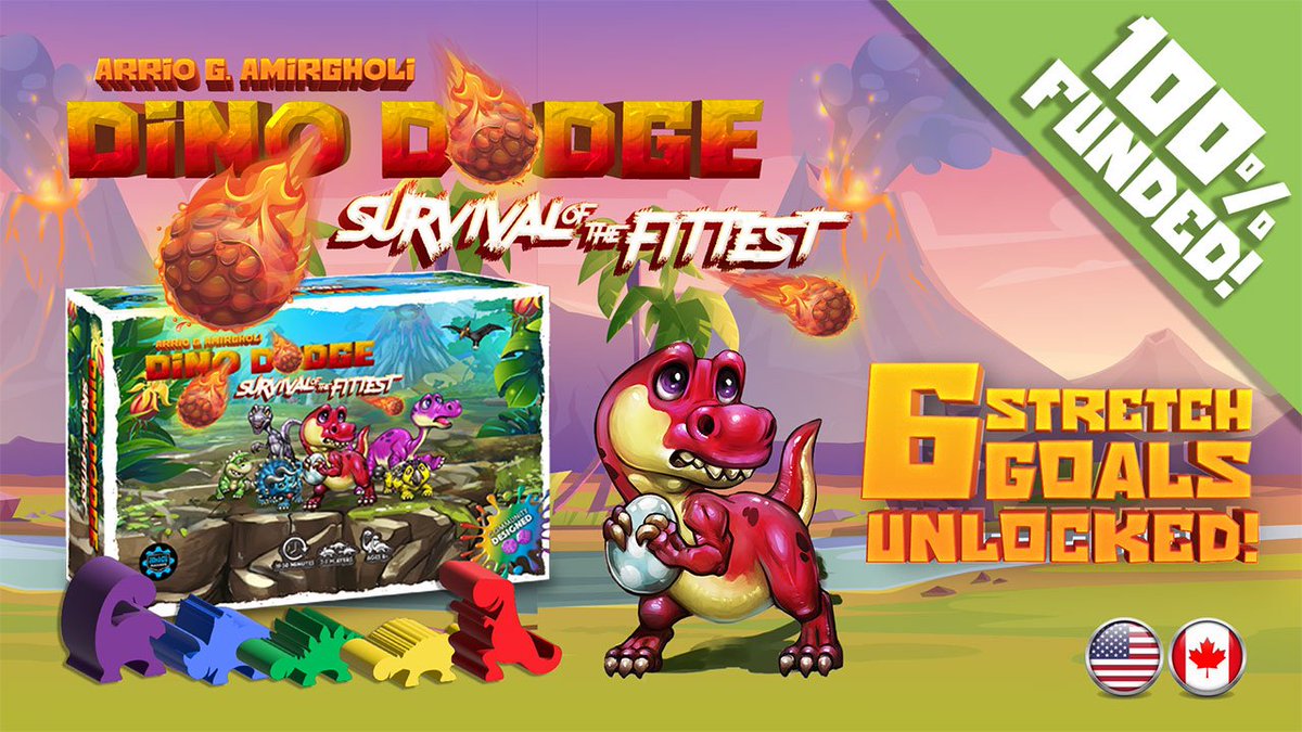 For anyone that loves Dinosaurs and Tabletop games, check out Dino Dodge! Don't miss your chance to bring home a light family strategy game of pushing your friends into hot lava while dodging exploding meteors. kickstarter.com/projects/blueg…
