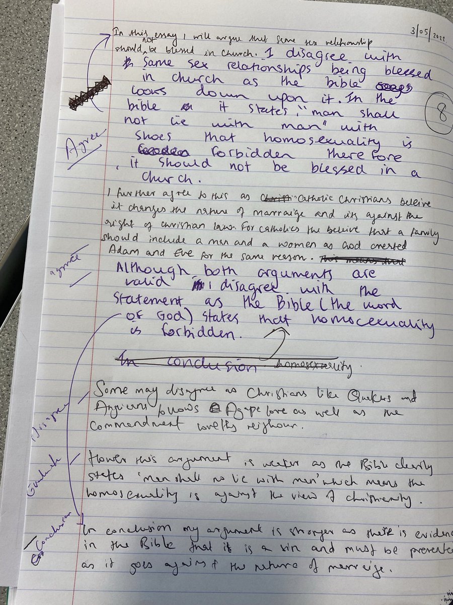 b_e_ynon's tweet photo. My year 11’s wrote essays in pairs as part of their revision. Wasn’t thrilled with the presentation, but then I realised that collaboration doesn’t have to be neat to be successful, the main aim is that students build on each others knowledge and use it to fill their own gaps https://t.co/KnY9wVIMqG