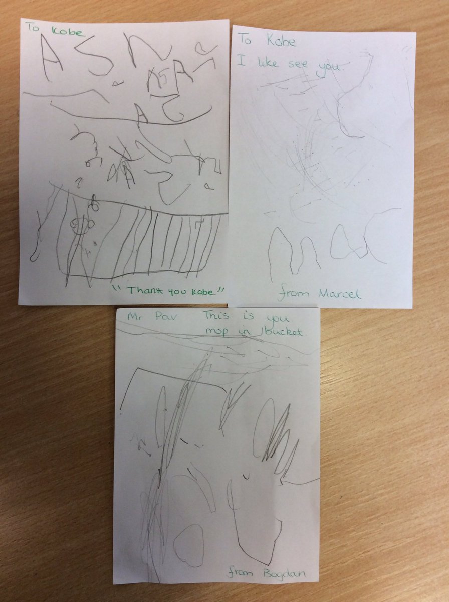 khpa_d's tweet photo. In Nursery 3 we thought about people who help us in school. Then we wrote thank you letters to show them how much we appreciate them. Here are some for Kobe our school dog, Miss Hall and our caretaker. @KhpaPrincipal @KHPA_Nursery @KhpaMissHall @d_khpa #ckc #importantpeople https://t.co/2umfykXlUA