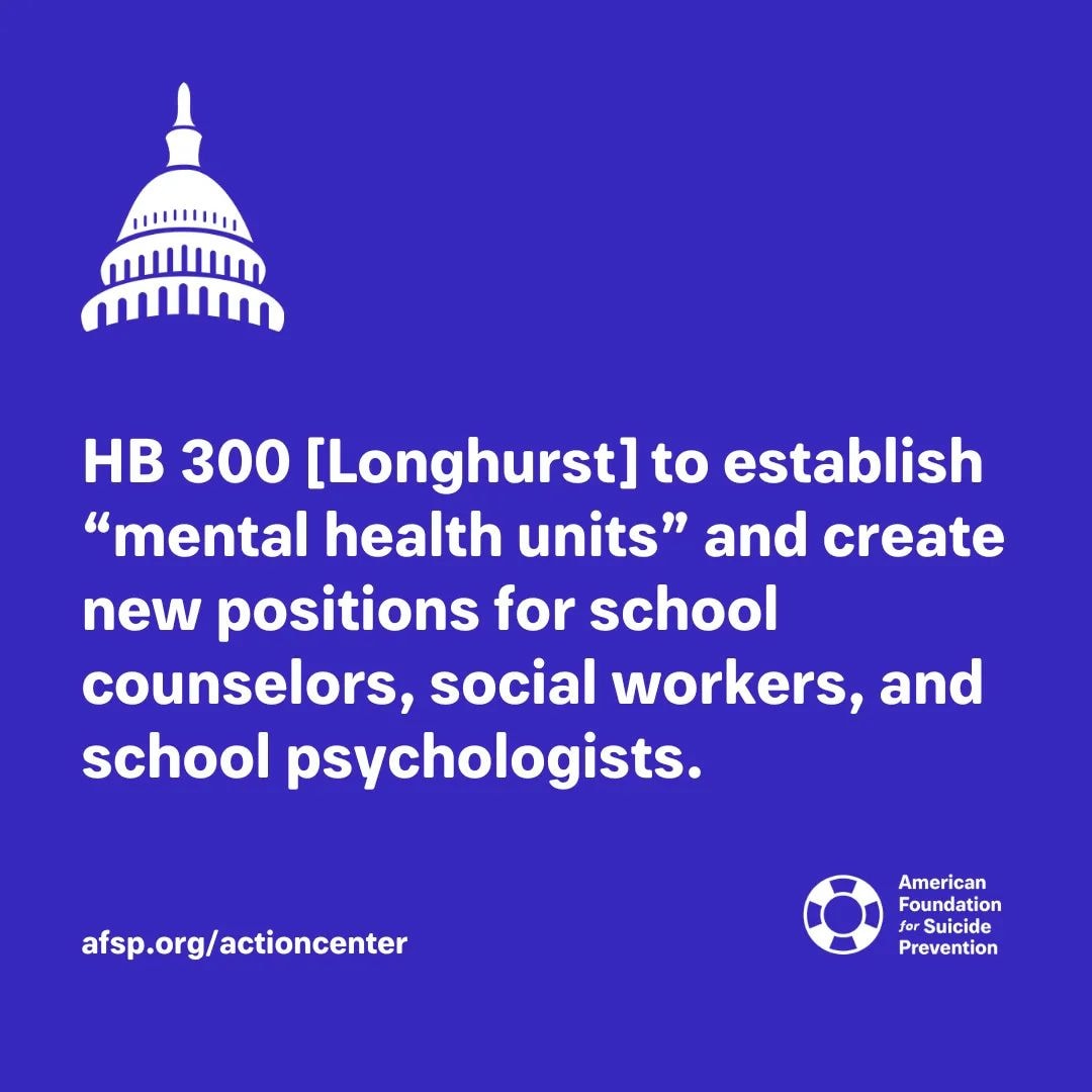 afspde's tweet image. It is estimated that 11,000 children in DE experienced an episode of major depression this past year. HB 300 would provide critical mental health support to students in school. Gov. @JohnCarneyDE, we urge you to support this bill. #moreformentalhealth #afspadvocacy