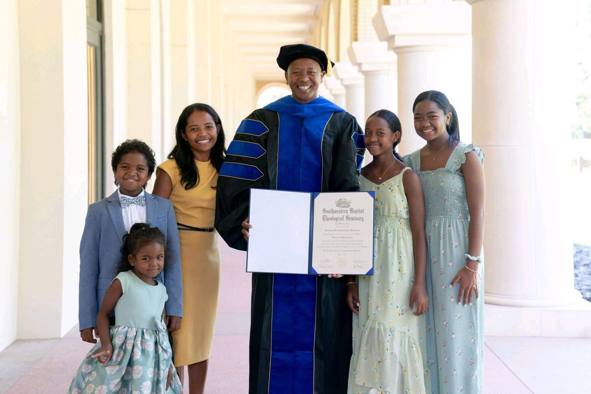 ShemaMadagascar's tweet photo. To God be the glory. Words cannot Express to joy walking across that stage to receive my Doctor of Philosophy degree diploma at @rdsswbts Southwestern Baptist Theilogical Seminary. A proud Southwestener, a two time graduates. Soli Deo Gloria. https://t.co/kH849Gw58P