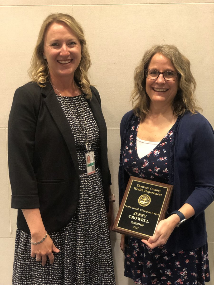 SeamanSchools's tweet photo. Congratulations to Director of Health Services Jenny Crowell! Jenny was named the 2022 Individual Public Health Champion by Shawnee County Health Department @SnCoHealth for her work in our school community and beyond! https://t.co/n6HkUbbmeo