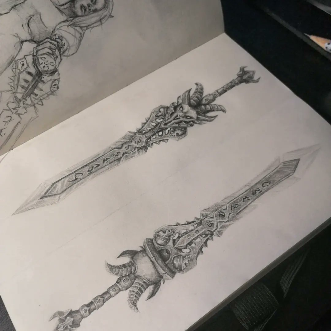 eroviah_'s tweet photo. DK sword sketchbook session🥰

the Blades of the Fallen Prince are just so cool, probably one of my favourite weapons ever

@Warcraft https://t.co/b6D1BTLbaX