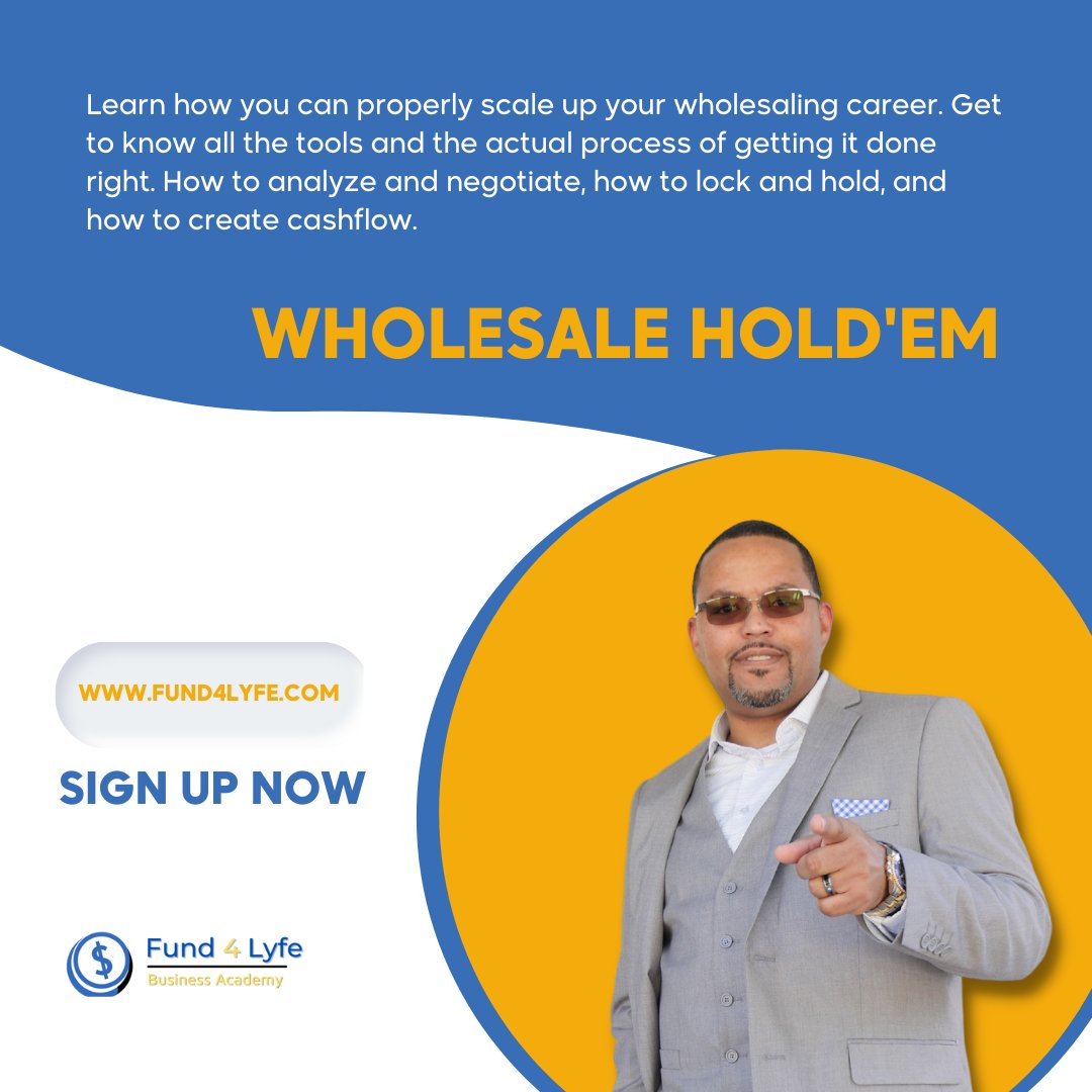 fund4lyfe's tweet photo. Have you been struggling to get your Real Estate Wholesaling business started?
Learn wholesaling real estate from the ground up!
Grab Wholesale Hold'Em course by Joe Ebanks https://t.co/OssXJFmsLQ https://t.co/3dLNLGHmaV