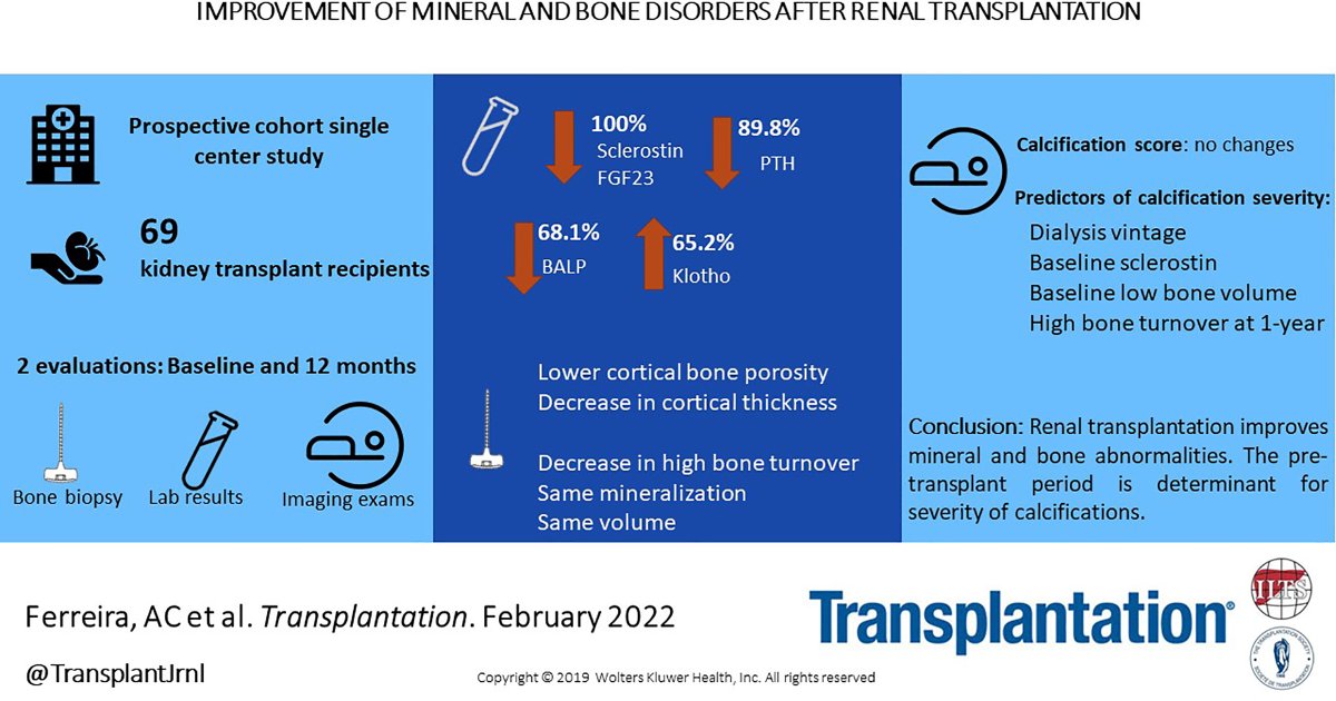 TransplantJrnl's tweet photo. .@ACarinaFerreira et al. show that the pre-transplant period and persistence of abnormalities post-transplant like high turnover post-transplant are the most reliable predictors of the severity of coronary calcification. #VisualAbstract #TransplantTwitter https://t.co/A9oFpqOt6h https://t.co/lM2TwL4QDe