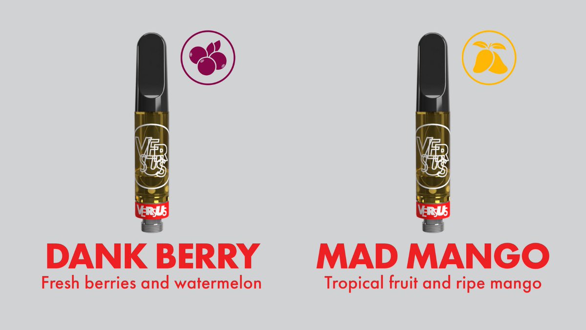 We’re taking our fruit forward vapes to a new level – now with 80-86% THC, colourful and recyclable packaging, and some new names to call them by: Loud Lemon, Peach Dream, Dank Berry and Mad Mango!

#VersusCannabis #CanadianCannabis #420canada