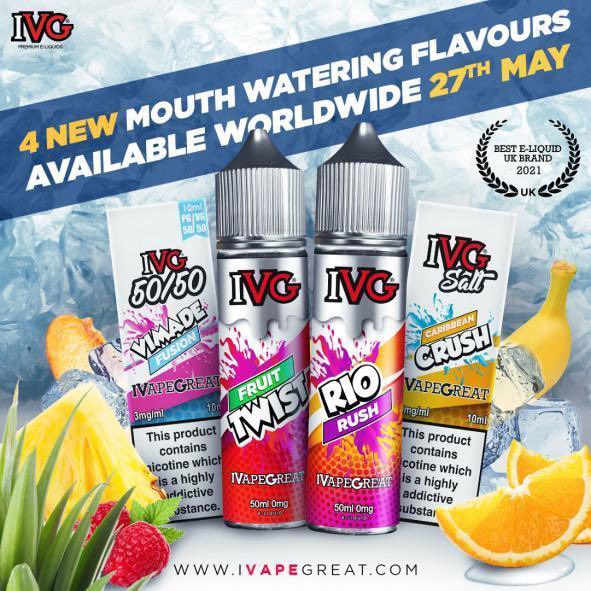 Our team have been busy for over these past 2 years perfecting our BRAND NEW DRINKS flavours.

 Grab yours on the 27th of May, available in stores &amp; online across the globe. 

🍊Vimade Fusion
🍌Rio Rush 
🍑Fruit Twist 
🍍Caribbean Crush

#comingsoon #vapenation #ivg #ivapegreat
