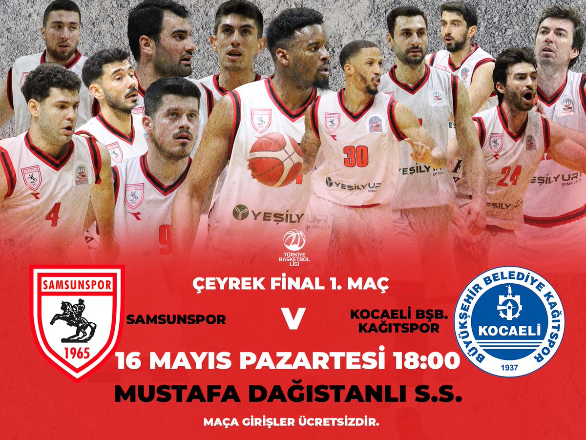 Biz Yürekten Oynarız, Senin Desteğinle! 

Büyük Samsunspor taraftarını, Pazartesi saat 18:00'da oynacağımız Kocaeli Bşb. Kağıtspor maçında Mustafa Dağıstanlı Spor Salonunu yıkmaya davet ediyoruz! 

NOT: Maça girişler ÜCRETSİZDİR. 

#ArmaAşkına