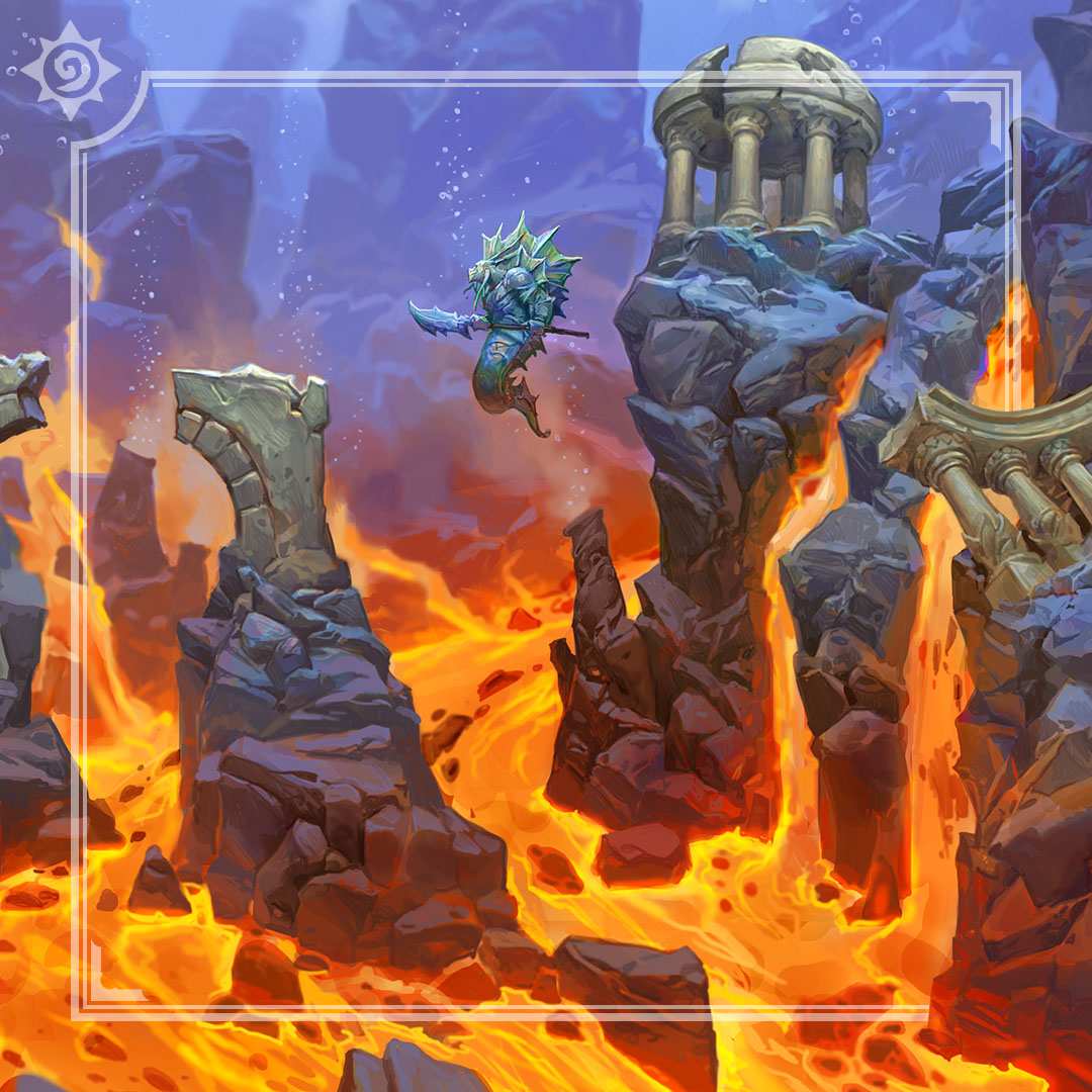 Image shows The Fires of Zin-Azshari, a rocky area underwater with broken ruins that has a river of lava running through it.