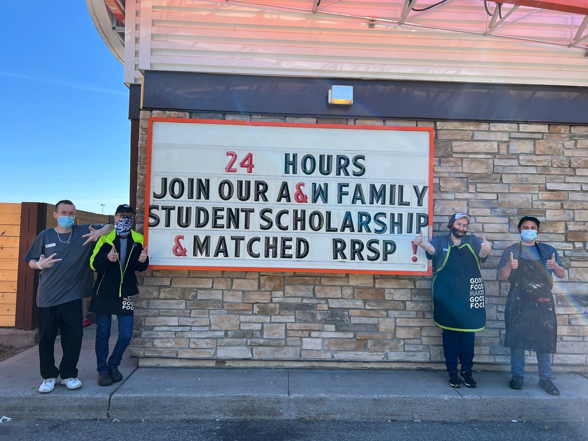 Who wants to work with this incredible team!? WE’RE HIRING! A&amp;W Bracebridge offers matched RRSP, TFSA, and student scholarships! Apply online or in store for full-time, part-time, or overnights. Kitchen + out front positions available.