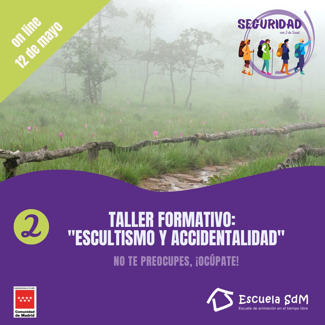 EscuelaSdM's tweet photo. Ya te puedes inscribir al primer Taller online del Programa “Seguridad con S de Scout.

Apúntate aquí https://t.co/y3pViMhGhD y échale un ojo al resto de talleres del programa. ¡Recárgate! https://t.co/vjqykHAWRV