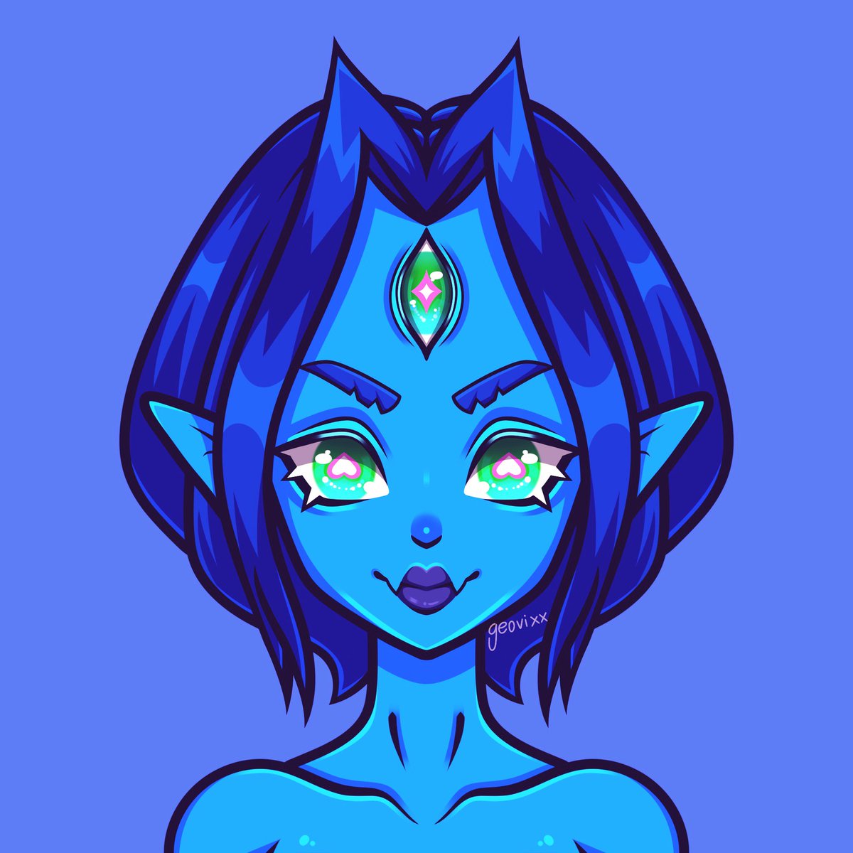 Geovixx's tweet photo. Messing around with a monster character design. I really like the color blue! 💙
•
•
•
#design #illustration #cartoon #art #myart  #anime #manga #animeart #mangaart #monster #character #characterdesign #blue #girl #demon https://t.co/9THDJY6CcB