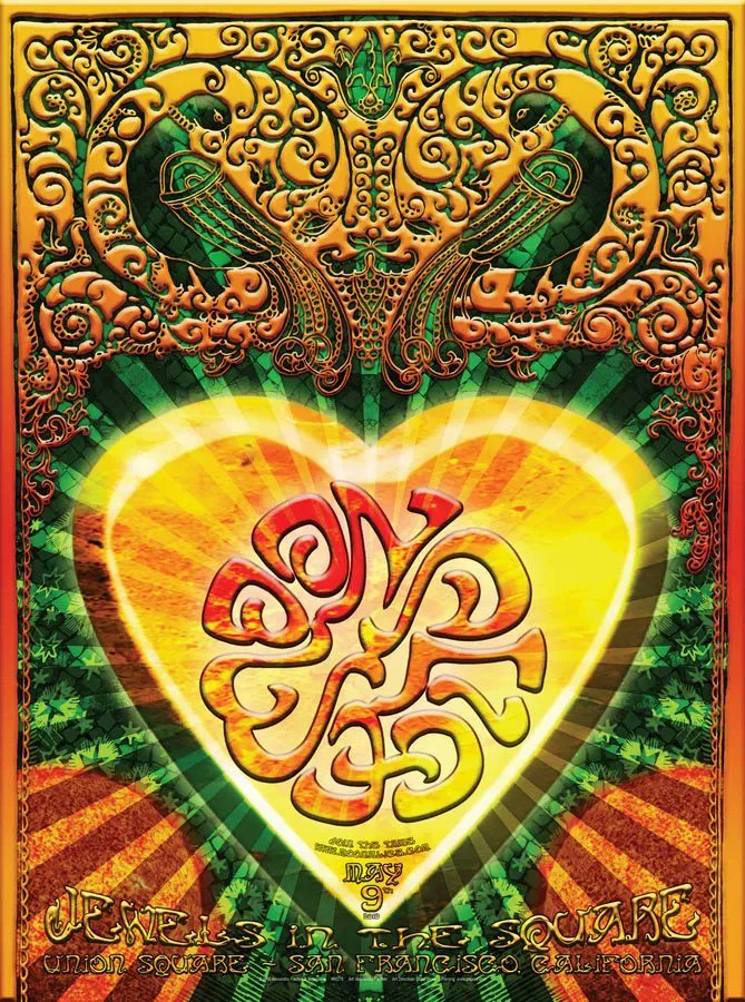 MoonalicePoster's tweet photo. On this day... @Moonalice at Jewels In The Square, @UnionSquareSF, San Francisco, California poster by @afishcalledalex Alexandra Fischer https://t.co/us4Hua8aUu #timaph 5/9/10 M278 π 100% of sales go to the artist #AlexandraFischer #MAstore #gigposter #posterdesign #posterart https://t.co/7WCx3JPAtz