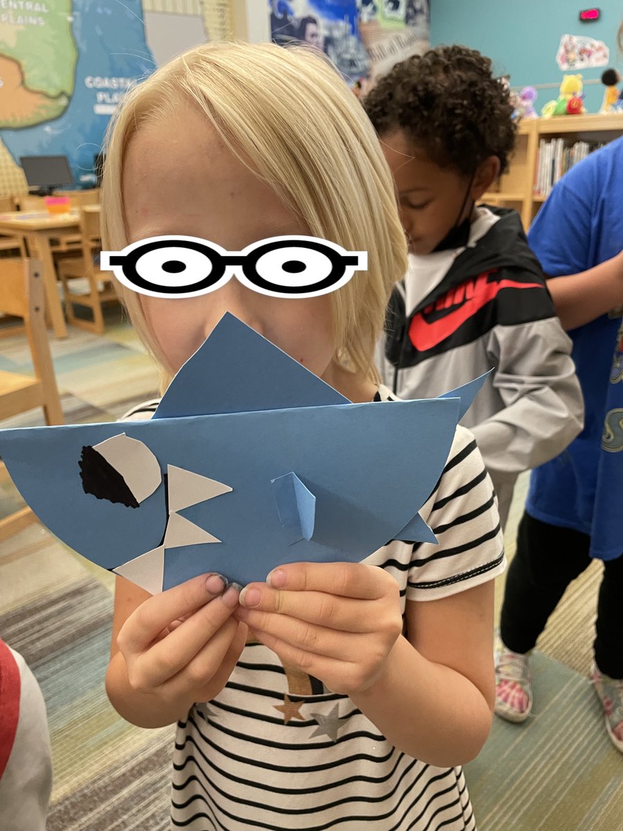 polk_n's tweet photo. It was Shark Week in the library for Kindergarten. After reading about ocean animals, Ss made paper sharks. #JISDREADS https://t.co/C6WQkNOE4S