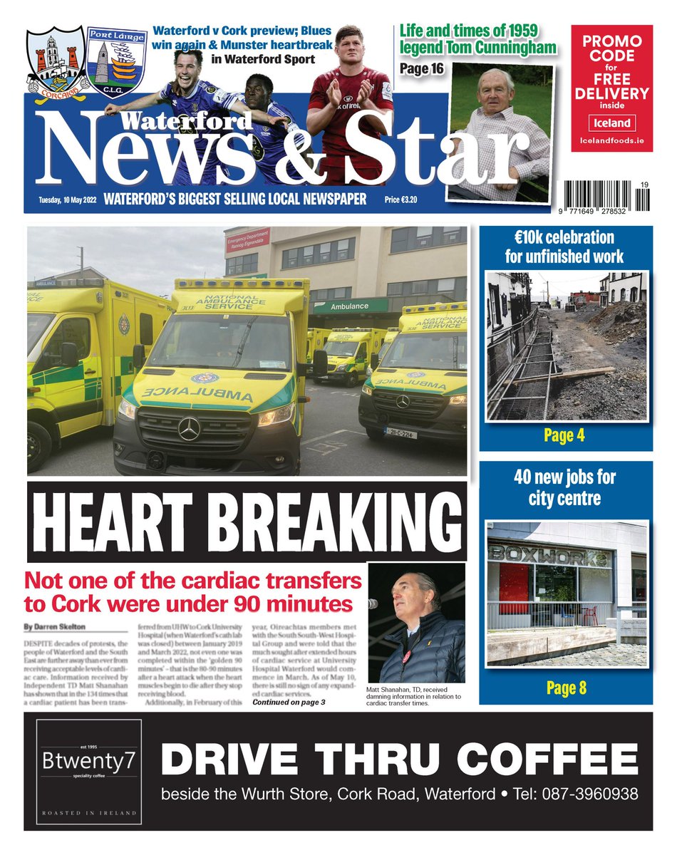 The front page of this week's <a href="/WaterfordNS/">Waterford News&Star</a>. Available in newsagents and as an E-Paper from tomorrow morning...#Waterford #JournalismMatters