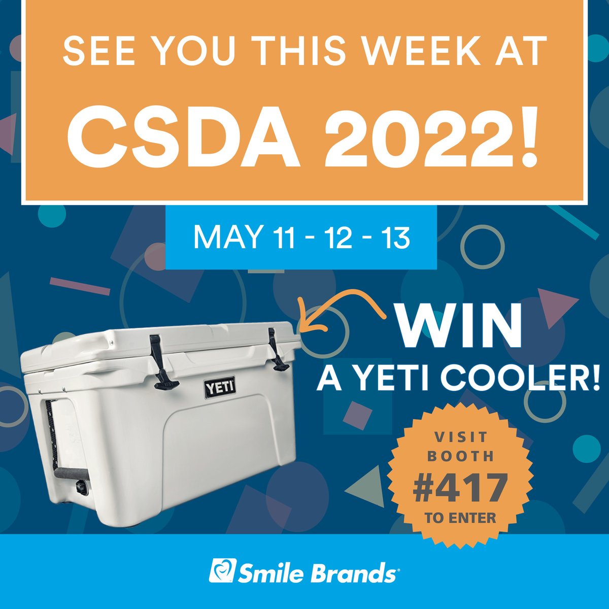 We're going to be at CSDA this week! Stop by booth 417 for your chance to win a YETI cooler! We look forward to meeting you!

#smilebrands #csda #yeti #giveaway #yetigiveaway #smilesforeveryone