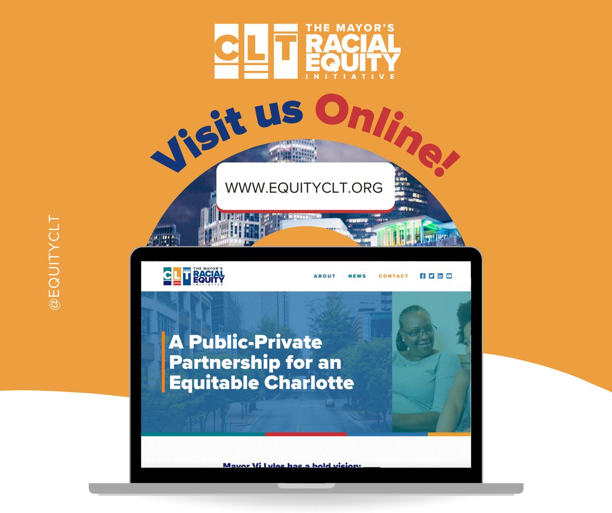 EquityCLT's tweet photo. Get involved and learn more about The Mayor's Racial Equity Initiative by visiting us online at https://t.co/wgvNZ8qnil. 
Follow us on our other socials as well: 
https://t.co/OTGyo5RXVD 
https://t.co/vJXHxNLR0E

#racialequity #equity #MREI  #equityclt https://t.co/FsHRzezSbB