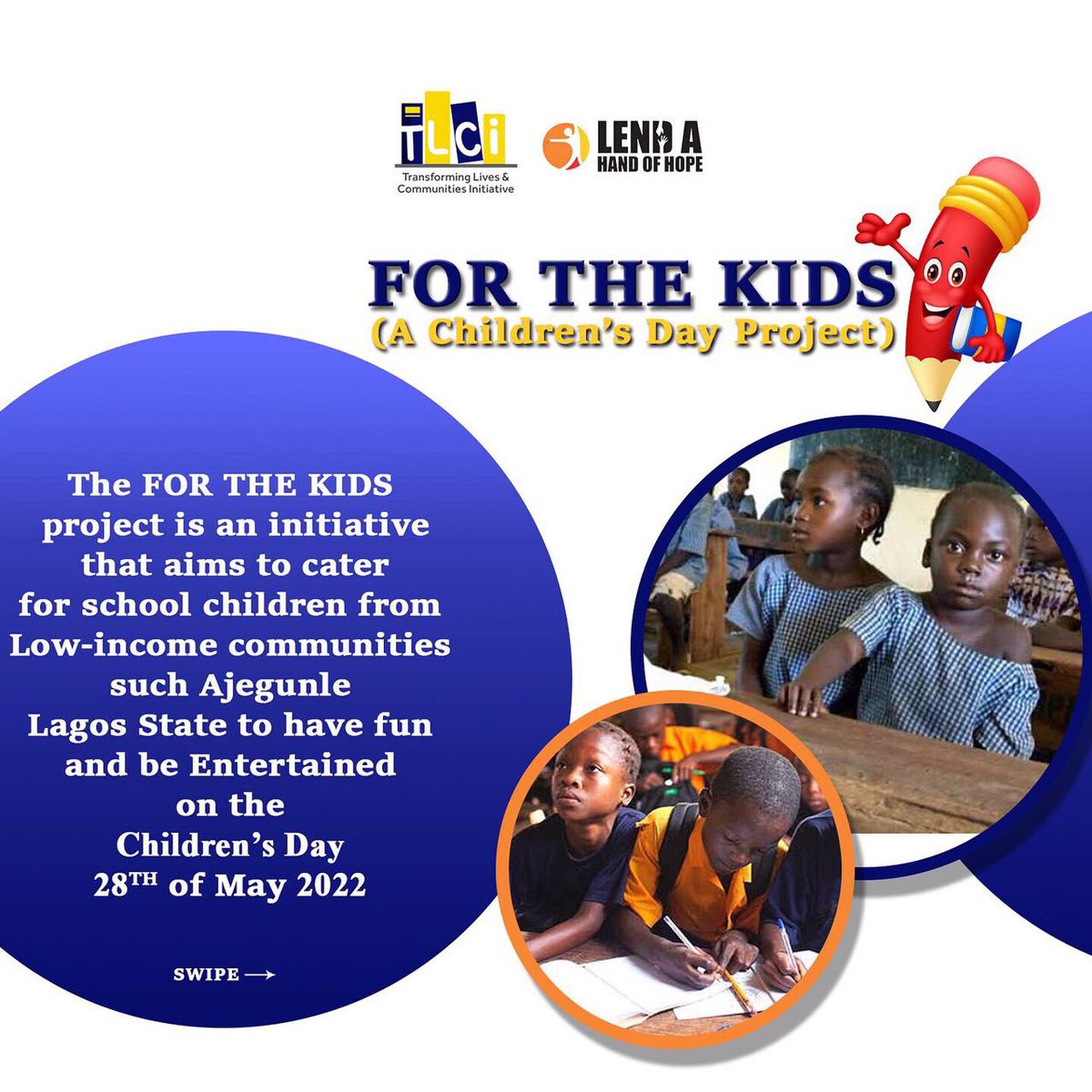 zaenab_x's tweet photo. @lendahand_org is having this children’s day programme on the 28th of this month. You can support by making donations to the account number in the flier.

0037885552
Stanbic IBTC https://t.co/q5JnbSQMzO