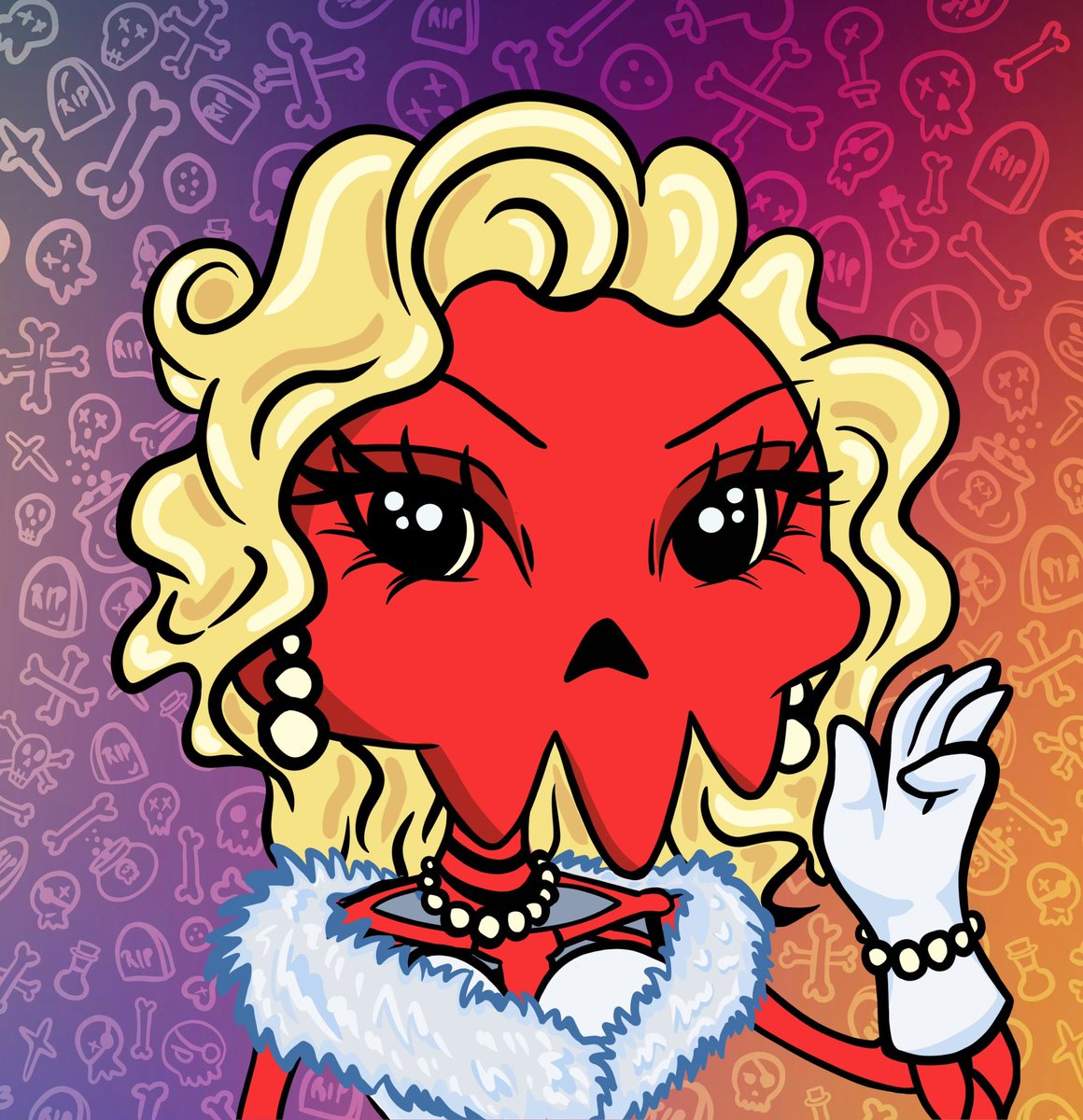 ruxandra_maria8's tweet photo. It s year 1962 and a gorgeous blonde evo-goddess sings to Mr. President skullbone a lovely song. All the lights are on her.
Since the girlz are pretty rare in the skull fam, i make my entry with this gorgeous #evoskull i created, Marilyn Monroe. #makeyourevolved @CroskullNFT https://t.co/DijRN573Nx