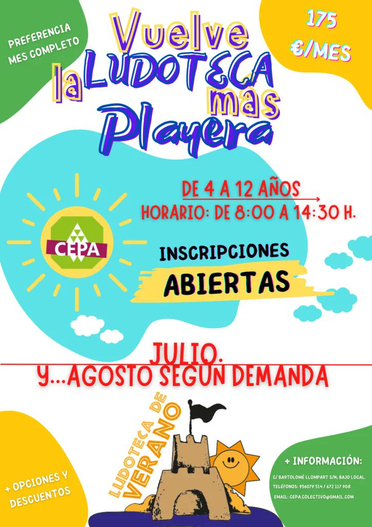 colectivocepa's tweet photo. Updated Post: Vuelve la Ludoteca de Verano 2022. https://t.co/IiuNM9ohUR https://t.co/rTGsFwopFE