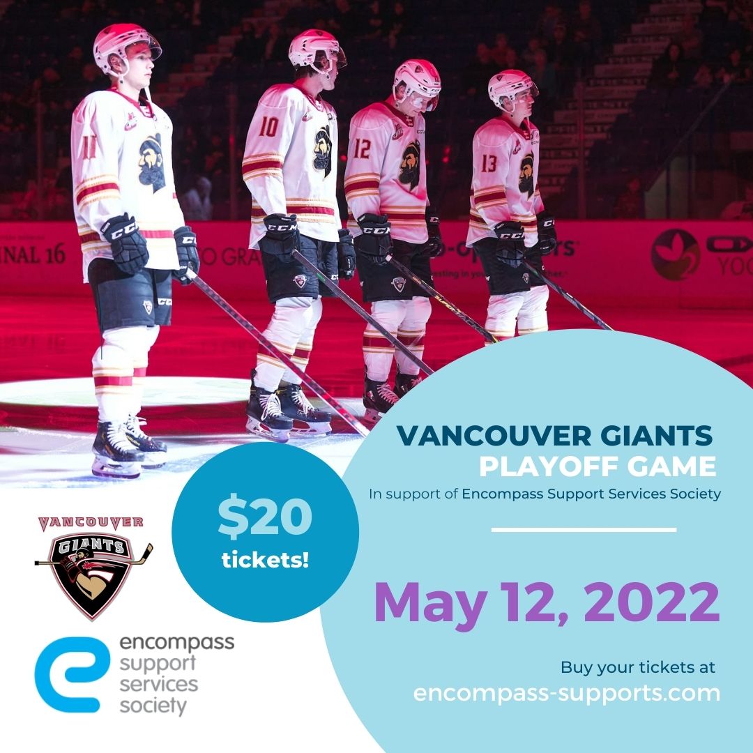 ESSS_Langley's tweet photo. Game night is  Thursday, May 12th Vancouver Giants Game vs. Kamloops Blazers, starting at 7pm.
Tickets are just $20 each. $6 of each ticket will be donated to Encompass Support Services Society.
Buy your tickets online at https://t.co/j869k72Jb5.
Thank you for your support! https://t.co/e8wfFyFWzu