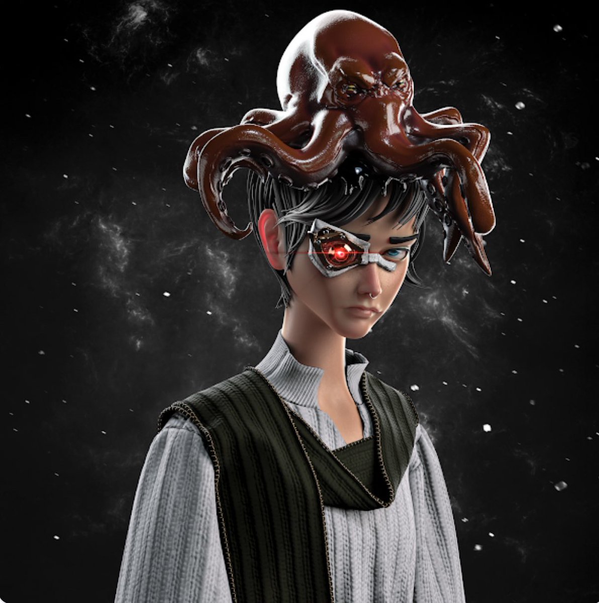 daraebden's tweet photo. My Kahiru! Love that squid 🦑 on my head 🤣 @kahiruNFT https://t.co/2JENOeElHU