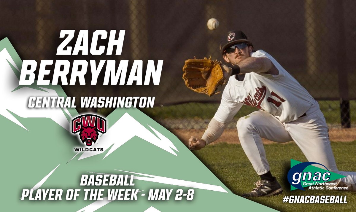 Congrats to Zach Berryman of <a href="/CWUAthletics/">CWU Athletics</a>, the #GNACBaseball Player of the Week!
bit.ly/39CW5Xm