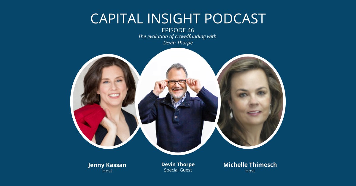 jennykassan's tweet photo. Jenny and Michelle talk to Devin Thorpe, who has been involved in crowdfunding since the '90s, about what is working well and what still needs to happen for crowdfunding to reach its full potential.
Find us on your favorite podcast app!
#CapitalInsight #raisecapital https://t.co/4laOks1mXq