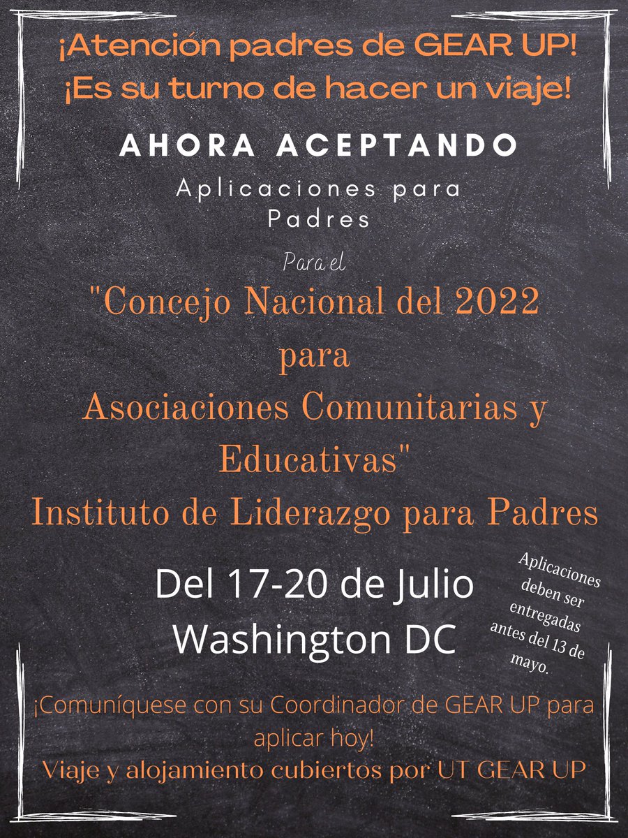 GEARUPLISD's tweet photo. Attention Parents! 
GEAR UP wants to send you to Washington DC this summer! 
Parent Leadership Institute Applications are available now! You must be a parent or guardian of a 2024 or 2025 LISD student to apply. Applications are due May 13th. https://t.co/syQ49aLJuM