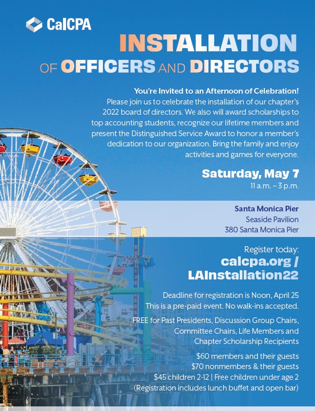 MiklosCPA's tweet image. Always a pleasure to take part in the annual @Cal_CPA #LAChapter’s Installation of Officers &amp;amp; Directors! This year, we held it at the iconic @SantaMonicaPier. Congrats to our new officers, directors, &amp;amp; Distinguished Service Award winners! #urCPA #AccountingIsAwesome #GetInvolved