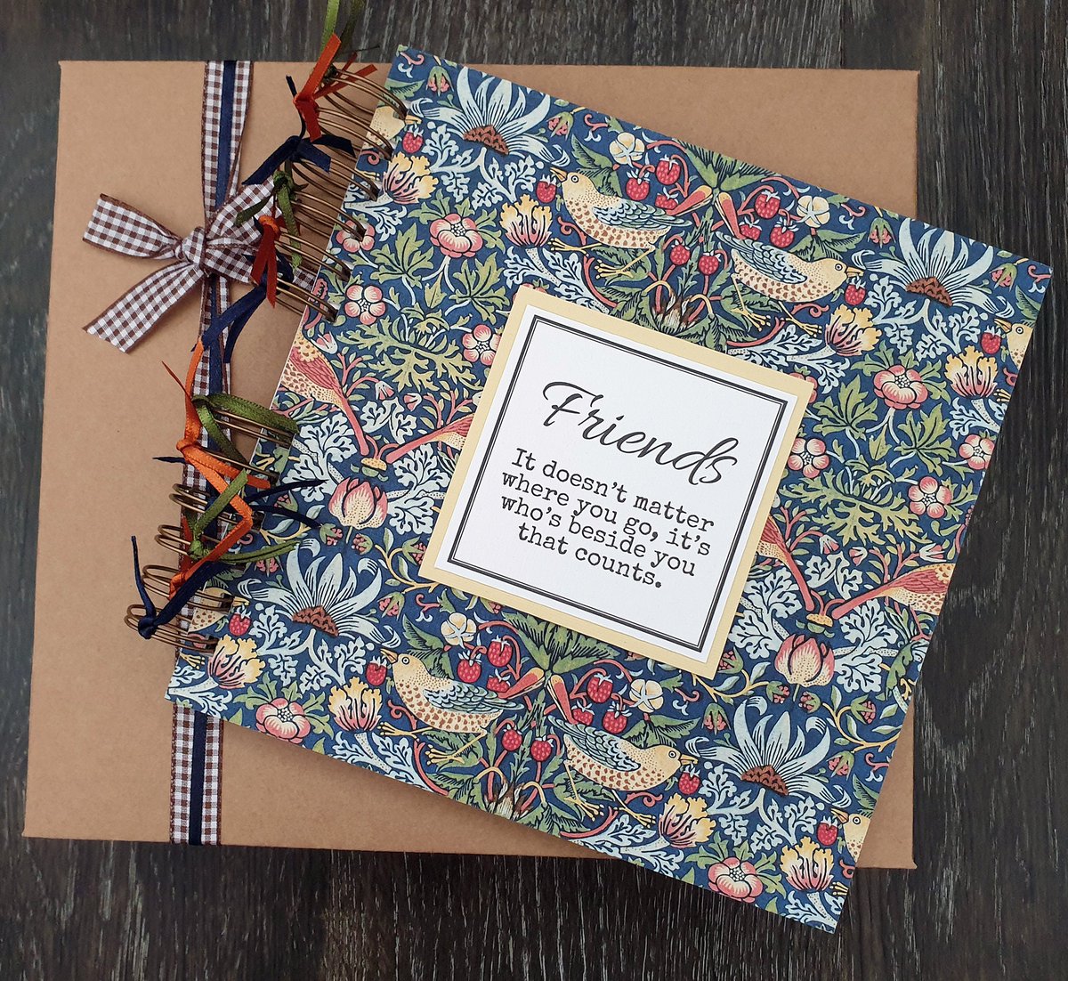 Keepitinaframe's tweet photo. Excited to share the latest addition to my #etsy shop: Friends scrapbook, William Morris background design, birthday, Christmas, leaving gift, 8"x8" memory album with gift box https://t.co/uouuf5oROZ #scrapbooking  #scrapbookgift #bestfriendsgift #friendskeepsake https://t.co/S3EcpKilie