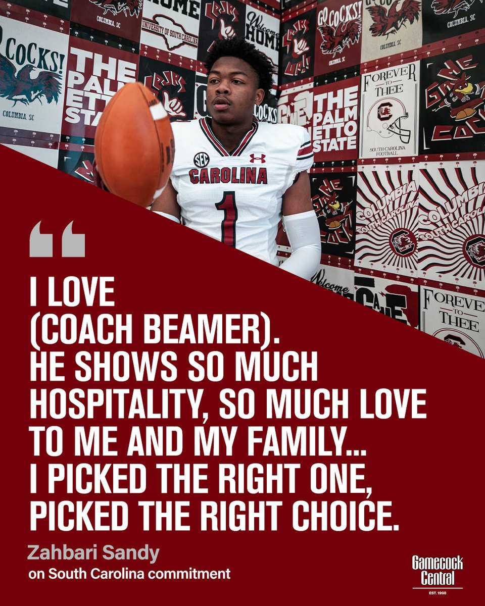 GamecockCentral's tweet photo. . @ZahbariSandy4 on why he chose the #Gamecocks 🤙 https://t.co/zQ22WQplnH