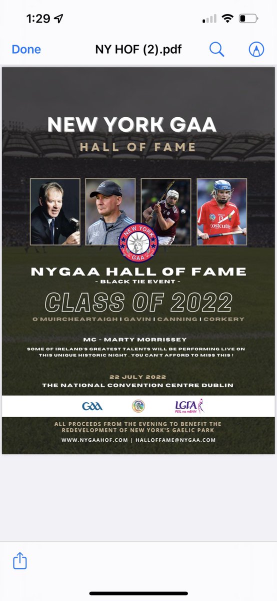 Join us in Dublin Friday July 22nd for our Hall of Fame! Email us at halloffame@nygaa.com to reserve your table now 👏🏻