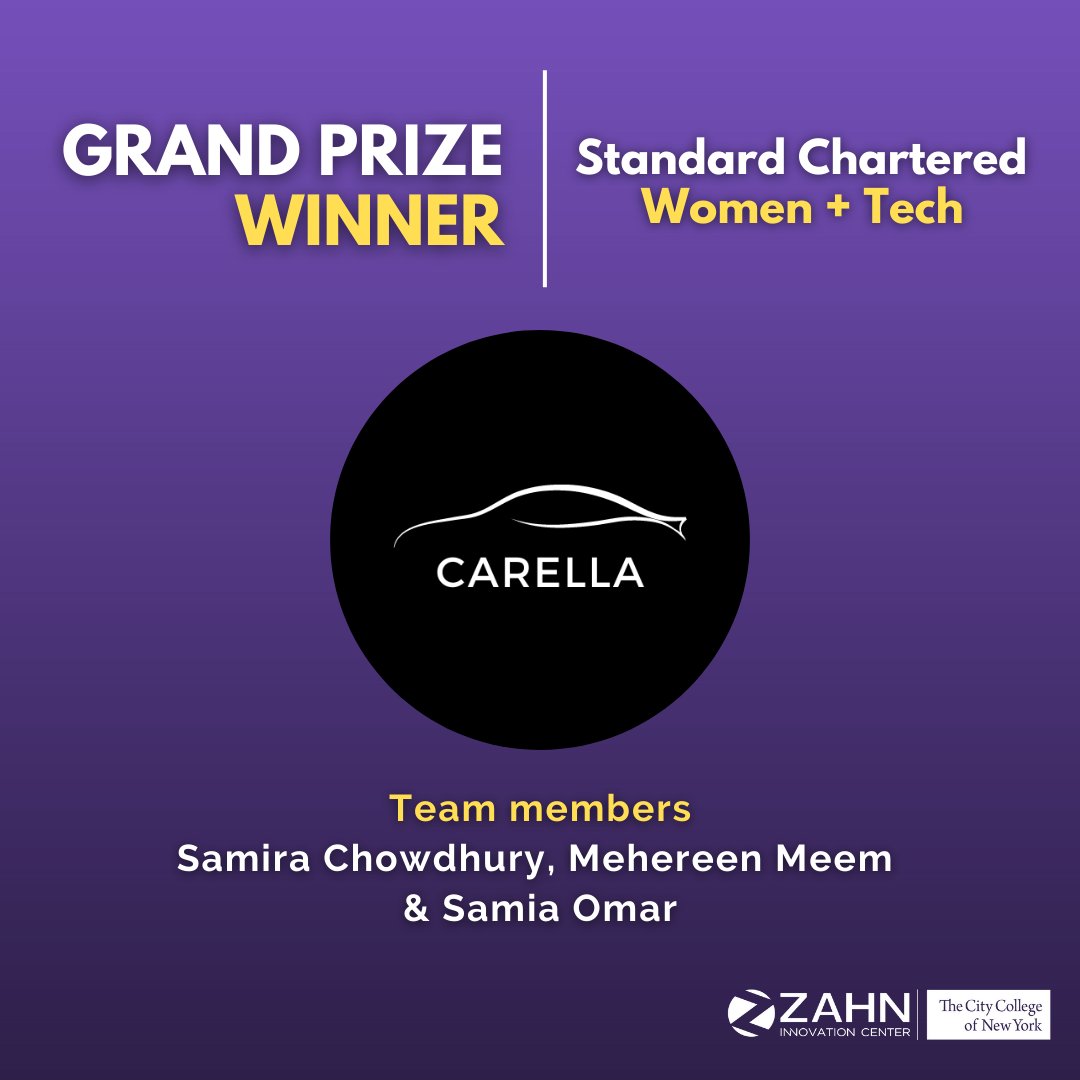 We're excited to announce the grand prize winners across our 4 tracks, including I AM LIT(Zahn Social Impact), Hobbs (Kaylie Hardware), Autism Bridge(Zahn Software), and Carella (Standard Chartered Women+Tech). Each team will receive $25k for the development of their businesses!