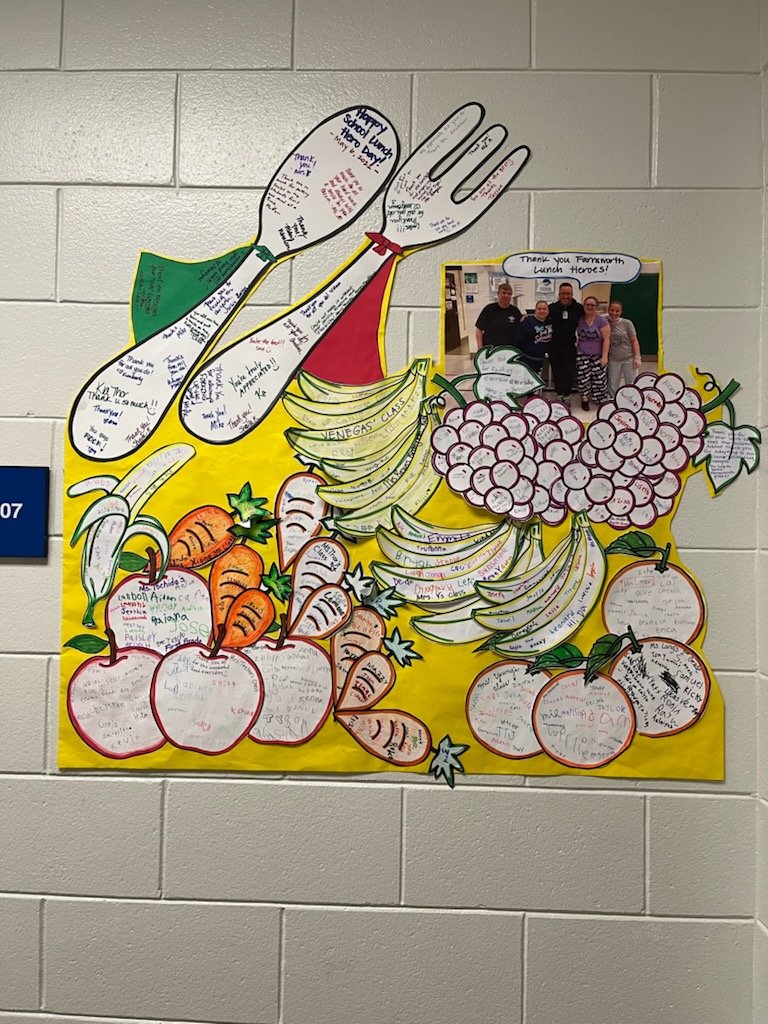 FarnsworthPreK4's tweet photo. We're a little late to posting on Twitter, but on Friday we celebrated School Lunch Hero Day! We have an awesome nutrition services team at Farnsworth. Thank you for feeding our community! https://t.co/A0fRWxMbaG