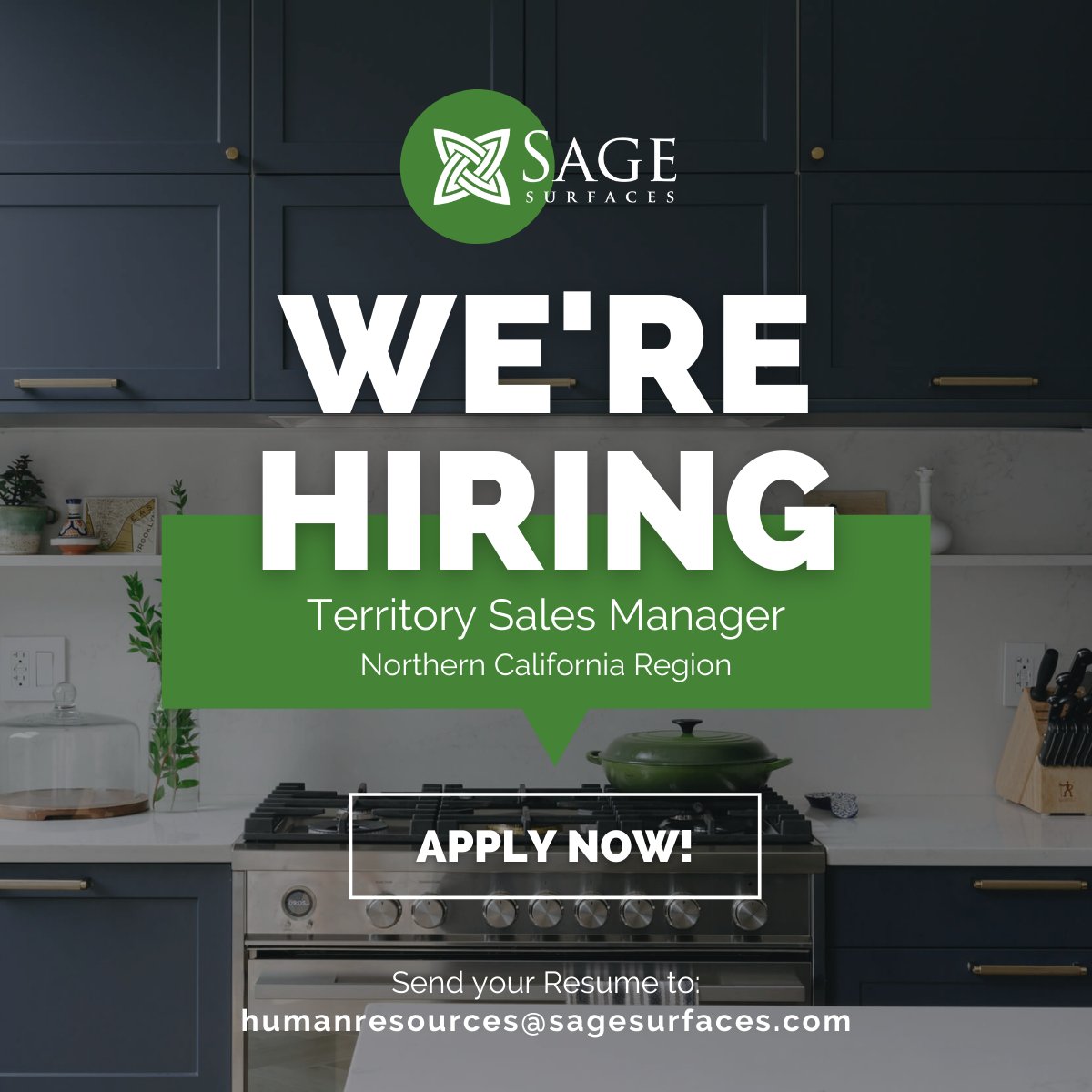 SageSurfaces's tweet photo. Looking for a new career opportunity? Sage is #hiring. We are looking for a new member to add to our Sales Team.

We are in search for a new Territory Sales Manager to cover the Northern California region.

Apply today by sending your resume to: humanresources@sagesurfaces.com https://t.co/gOBhULX553