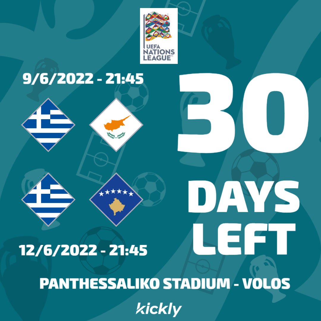 epsthessalias's tweet photo. Ένας μήνας πριν τα μεγάλα παιχνίδια της Εθνικής Ελλάδος με την Κύπρο (9/6) &amp; το Κόσοβο (12/6) στο Πανθεσσαλικό Στάδιο Βόλου για την διοργάνωση Nations League της UEFA.
Να μην λείψει κανείς από τους δύο μεγάλους αγώνες. Το ενδιαφέρον από όλη την Ελλάδα είναι ήδη τεράστιο. https://t.co/39vSE3hFht