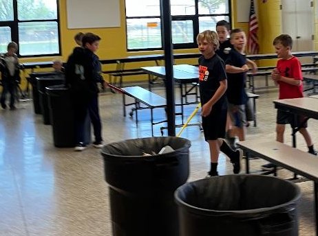 official_BESISD's tweet photo. Sending a Shout Out to the Third-grade students who help clean the cafe every single day. 
They sweep and pick up trash to help get the area ready for fourth grade.  
It started with a few boys and grew from there.
Thank you Third Grade! https://t.co/k7WNhWV6Bk