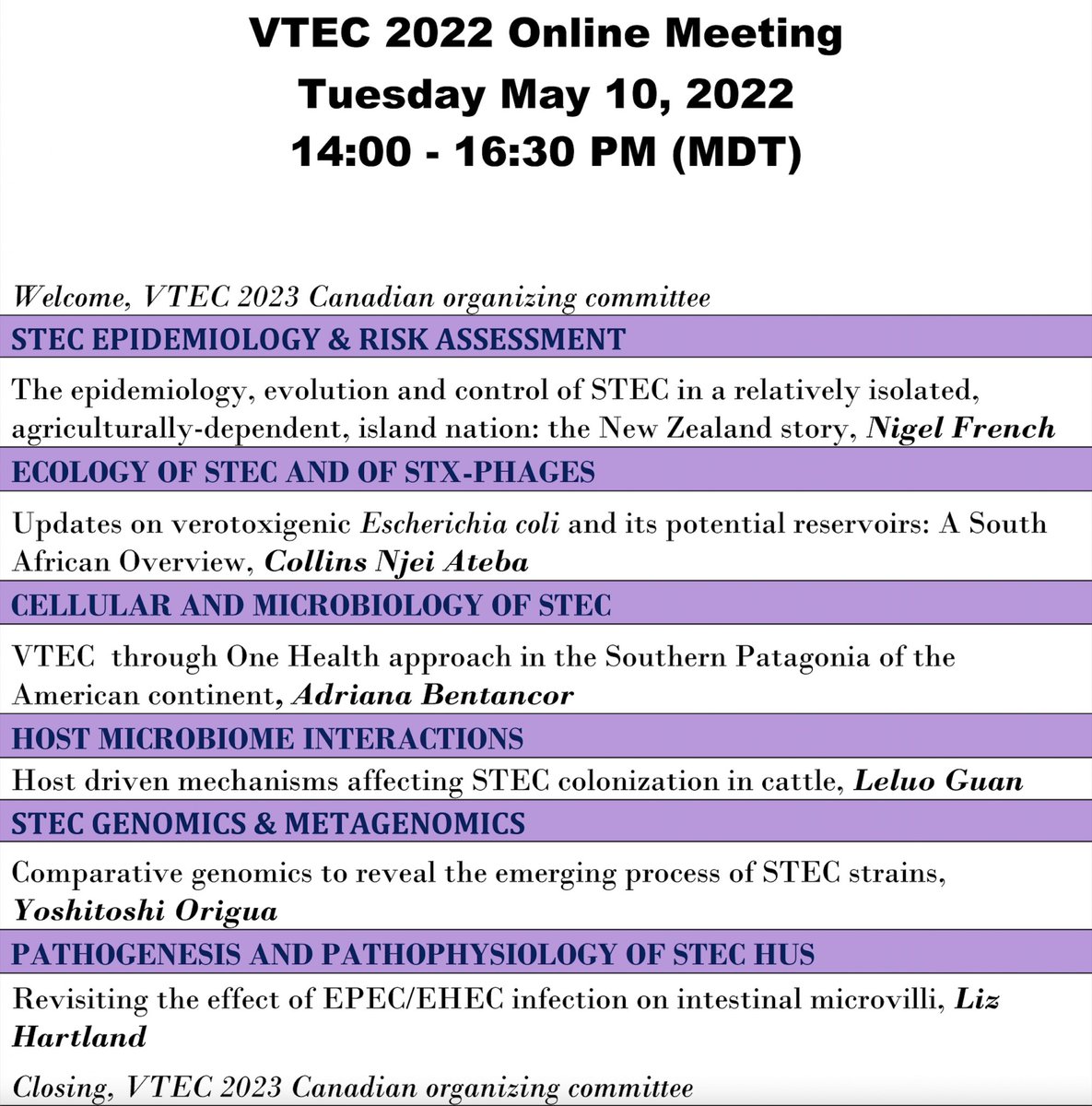 vtec2023's tweet photo. VTEC 2022 ONLINE is 𝐭𝐨𝐦𝐨𝐫𝐫𝐨𝐰! There is still time and space to register 👉https://t.co/EOtXs0gVNX. Check out the amazing program of speakers below. 🧫🦠 #vtec #science #conference #vteconline #ecoli #signuptoday #vtec2022 #pathogens #humanhealth #hus #research #data https://t.co/IBtfBNb6zY