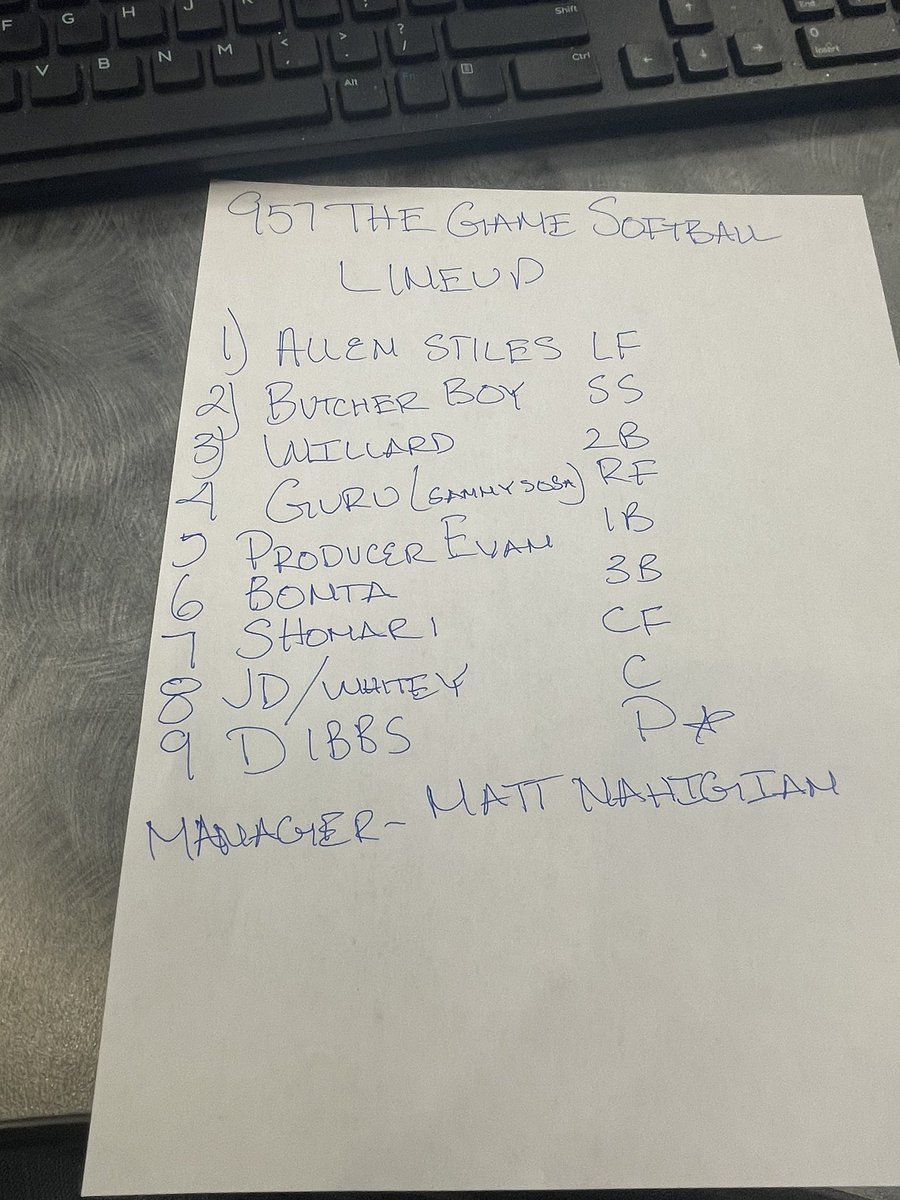 DDDGURU's tweet photo. If we get a @957thegame 🥎 team !! Your thoughts #mylineup @The_StilesFiles @ButcherBoy415 @Mark_T_Willard @DDDGURU @egiddings10 @BontaHill @theblockishot3 @JDJohnDickinson @whiteygleason @dandibley @SteinmetzNBA @DamonBruce @RattoIndy @mattnahigian https://t.co/VEY8KTv5Sf