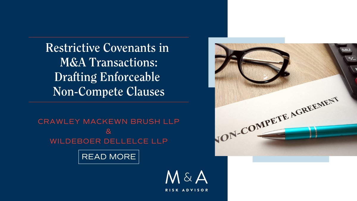 MARiskAdvisor's tweet photo. Purchase &amp; sale agreements often contain #restrictivecovenants that limit a party’s activities following completion of the transaction.  A common restrictive covenant is a #noncompetition clause. 

Learn more in @wildlaw &amp; Crawley MacKewn Brush LLP blog:

https://t.co/y2j9b7wzHc https://t.co/Go4zzdjz67