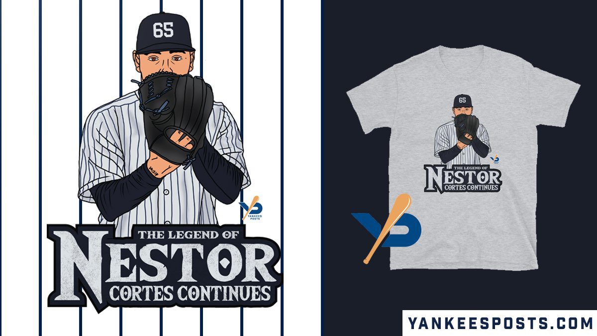 YankeesPosts's tweet image. If you don’t have a Nestor Cortes shirt yet, what are you doing? 😆 

We’ve got 2 amazing shirts, worn by the 🐐 himself. 

SHOP HERE: yankeesposts.com