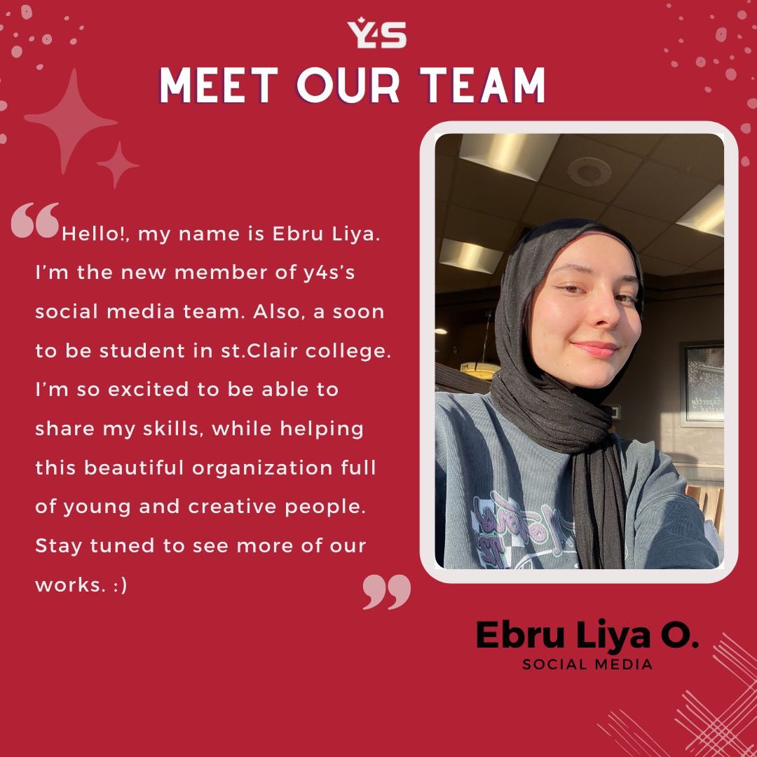 Y4SCanada's tweet photo. Meet Ebru Liya, one of our Social Media team members. We appreciate all you do Ebru! https://t.co/8RCsIucUB3