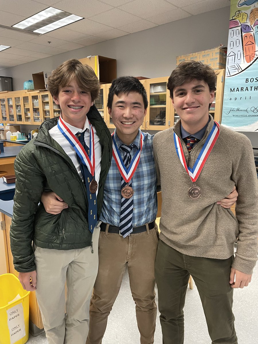 SIHSSciOly's tweet photo. Congratulations to Pedro Villa-Forte, Max Wang and Anthony DeMonica. They placed 5th in Experimental Design at the State Science Olympiad tournament. https://t.co/n9IXGccBNC