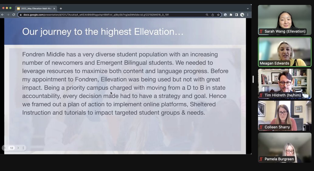 menxueiro's tweet photo. It is always great to hear an outstanding #PrinciPAL like @meagprinciPAL share her leadership wisdom using #EllevationMath . So much learning and progress happening for students @FondrenMS_HISD
Thank you for taking the time to share with us! @EllevationEd https://t.co/Y54EZxvWTM