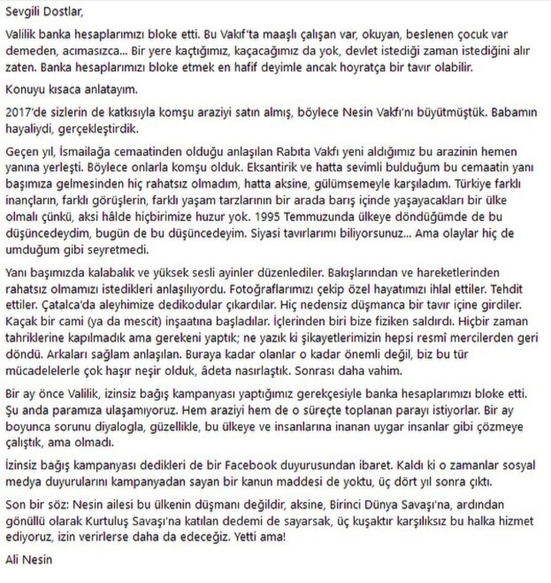 ducane's tweet photo. Ali Nesin’den mektup var! https://t.co/adt5pEO7te