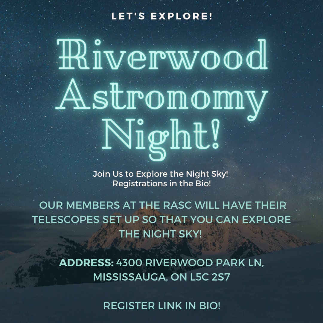 Do you want to explore the night sky with proper guidance? Join us on Tuesday, May 10, 2022 @ Riverwood Conservancy! Registration Link in Bio!

#spacefacts #photographer #photographylovers #astronomers #mississauga #torontophotographer #sciencefact #astronomylover #camera #camera
