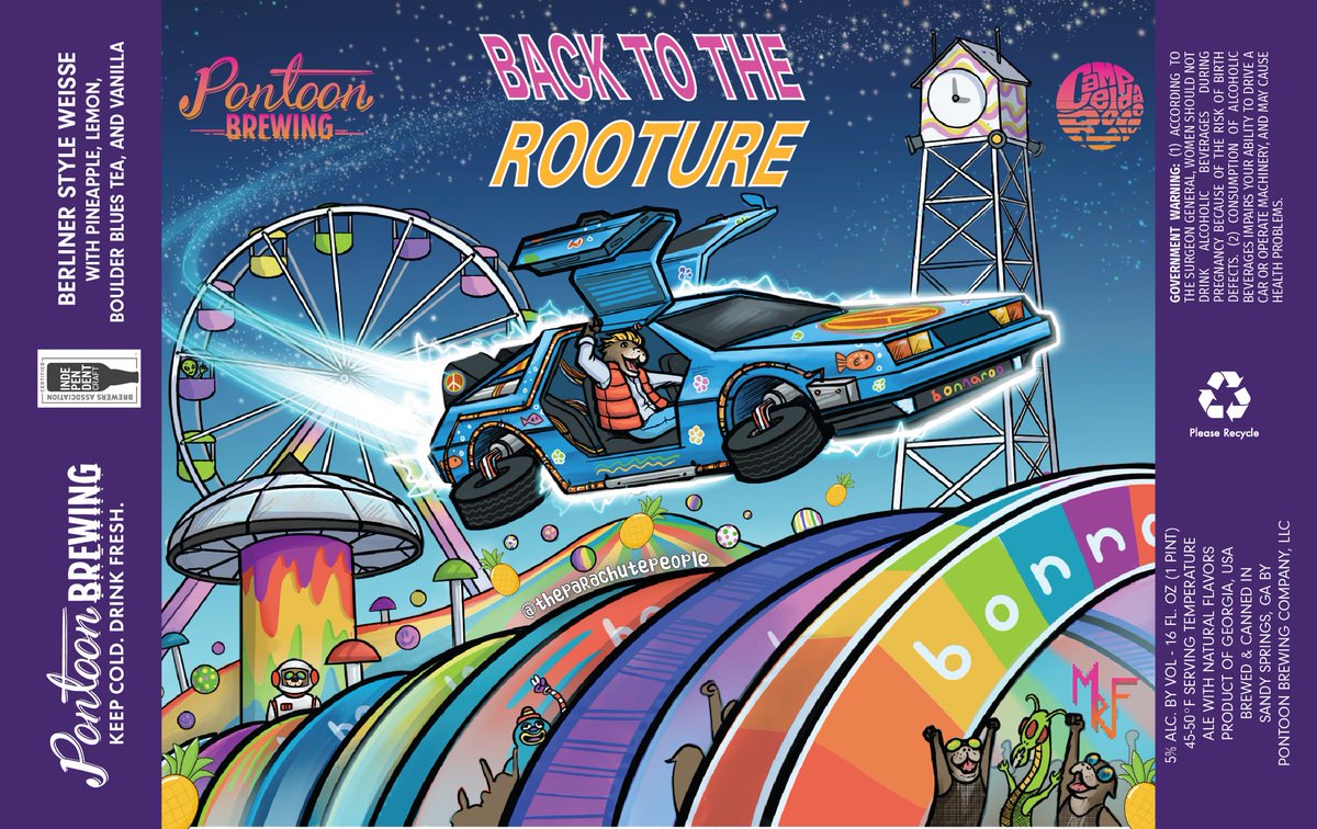CampReddaroo's tweet image. Where we are going, we won’t need any roads! We are excited to announce our newest collab beer for 2022 with @PontoonBrewing “Back to the Rooture” #bonnaroo #campreddaroo #pontoonbrewing #craftbeer